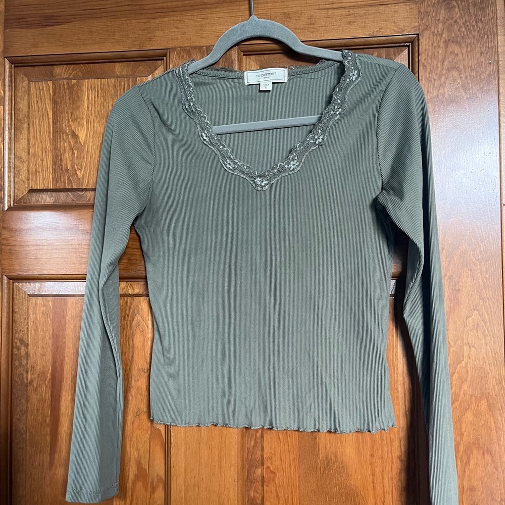 Olive Green Long Sleeve Top